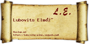 Lubovits Elmó névjegykártya